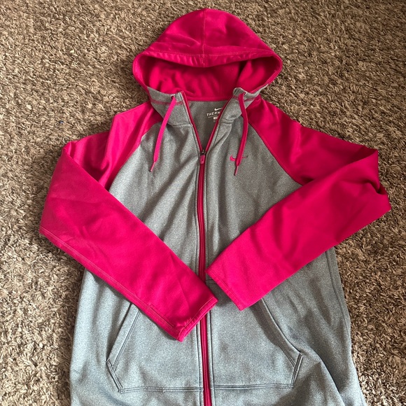 Nike Women’s Pink and Gray Zip-Up Hoodie - Picture 1 of 1